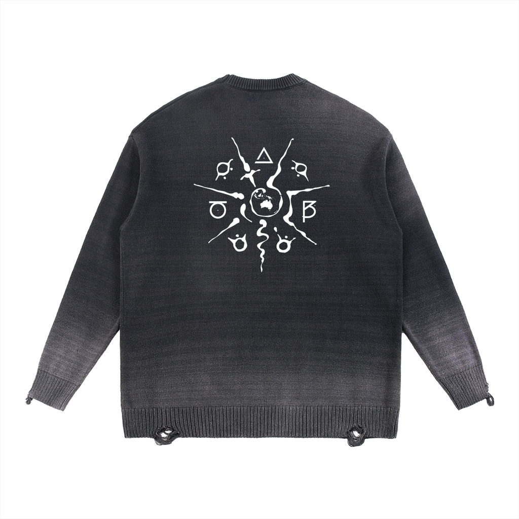Sun Fade Distressed Ripped Crewneck sweater