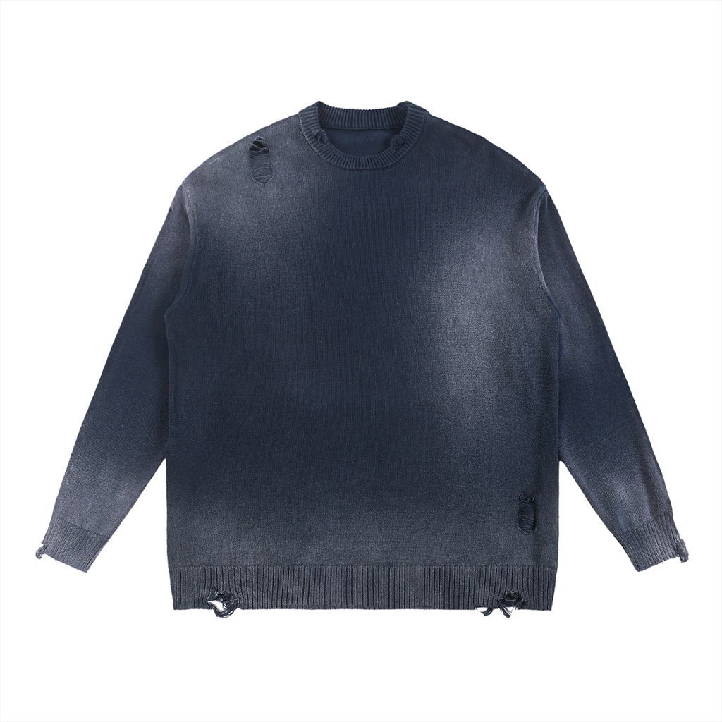Sun Fade Distressed Ripped Crewneck sweater