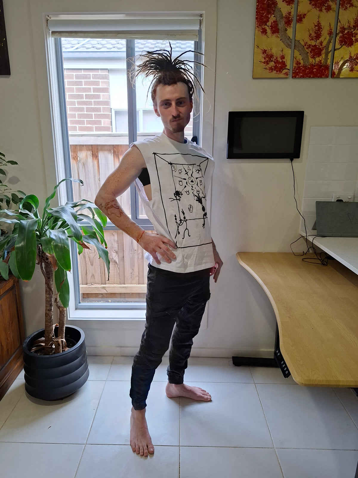 Raw Edge Cotton Tank Top